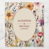 Boho Botanical Watercolor Wildblumen Hochzeit Weinetikett (Einzelnes Label)