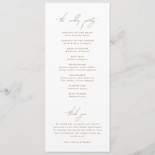 Boho Botanical Wedding Program Programm (Rückseite)