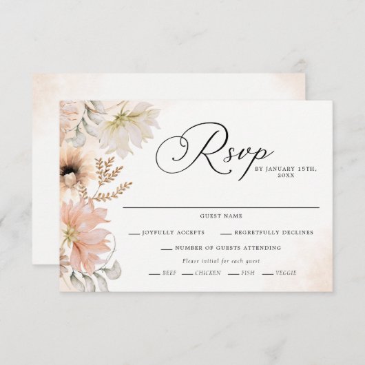 Boho Botanical Wedding RSVP Cards (Vorne/Hinten)