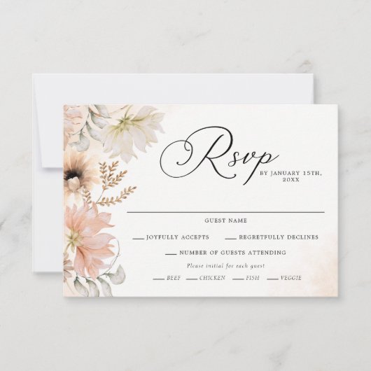 Boho Botanical Wedding RSVP Cards Karte (Vorderseite)