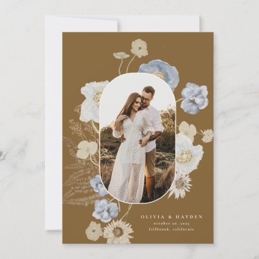 Boho Botanical Wedding Save the Date Card (Vorderseite)