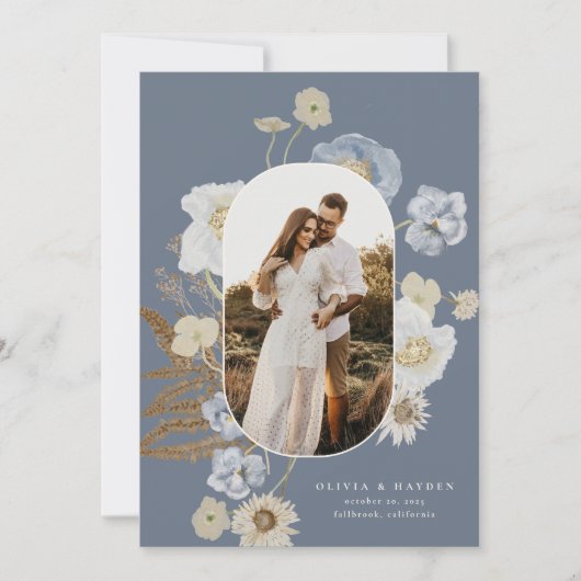 Boho Botanical Wedding Save the Date Card (Vorderseite)