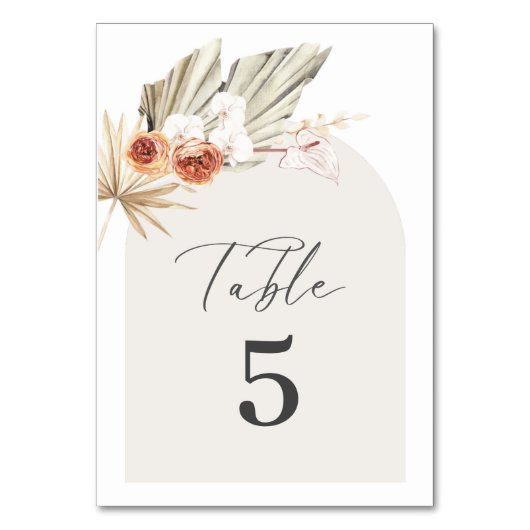 Boho Botanical Wedding Tischnummer (Vorderseite)