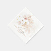 Boho Botanical Weiße Orchideen Pampasgras Hochzeit Serviette (Ecke)