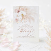 Boho Botanical White Orchids Pampas Grass Wedding Einladung