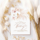 Boho Botanical White Orchids Pampas Grass Wedding Einladung