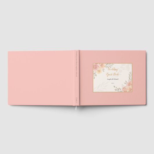 Boho Botanical White Pink Pose Gästebuch (Voll)