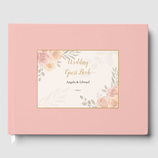 Boho Botanical White Pink Pose Gästebuch (Vorderseite)