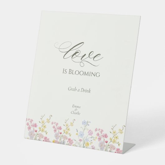 Boho Botanical Wildflower Wedding table top sign Sockelschild (Vorderseite)