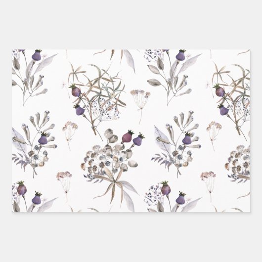 Boho Botanical Wrapping Paper Sheets Geschenkpapier Set (Vorderseite)