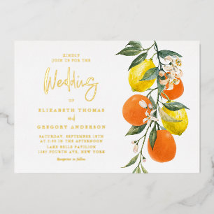 Boho Botanical Zitronen- und Orangen-Girlande Hoch Folieneinladung