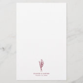 Boho Botanicals Burgundy Wedding Menu Card (Rückseite)