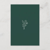 Boho Botanicals Emerald Wedding Empfang Begleitkarte (Rückseite)