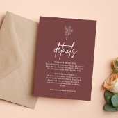 Boho Botanicals Mauve Wedding Details Begleitkarte