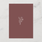 Boho Botanicals Mauve Wedding Empfang Begleitkarte (Rückseite)