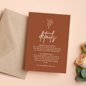 Boho Botanicals Terracotta Hochzeit Details Begleitkarte