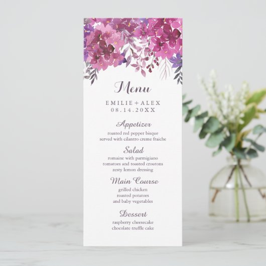Boho Botanicals Wedding Menu Menükarte (Stehend Vorderseite)