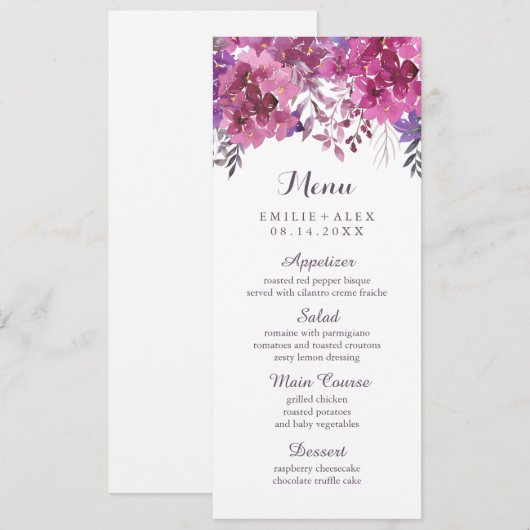 Boho Botanicals Wedding Menu Menükarte (Vorne/Hinten)