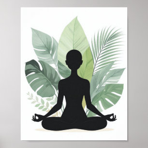 Boho-Botanik-Meditations-Silhouette-Poster Poster