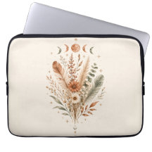 Boho-Botanik-Mondphasen-Laptop-Hülle | Wasserfarbe