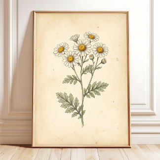 Boho-Botanik-Vintage-Mutterkraut Poster