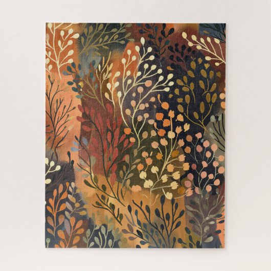 Boho Botanisch Erdiges Floral Puzzle (Vertikal)