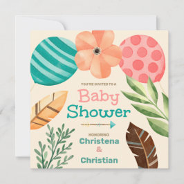 Boho-Botanische Babyparty Einladung