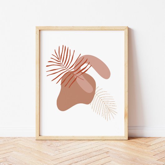 Boho Botanische Blätter gegen Abstrakte Formen Kun Poster
