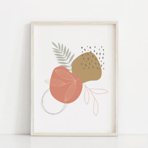 Boho-Botanische Blätter gegen abstrakte Formen Kun Poster