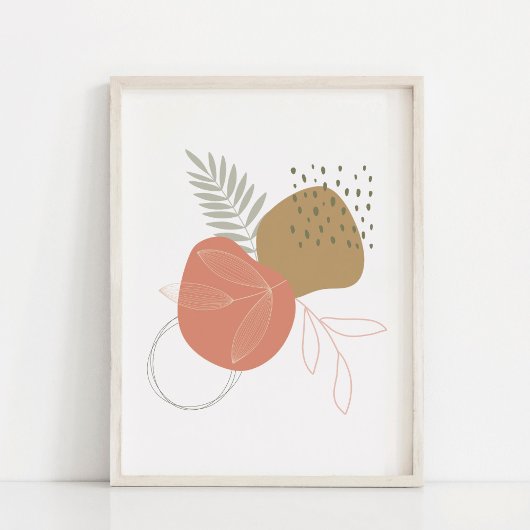 Boho Botanische Blätter gegen Abstrakte Formen Kun Poster