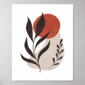 Boho Botanische Blätter mit Abstrakten Formen Poster (Vorne)