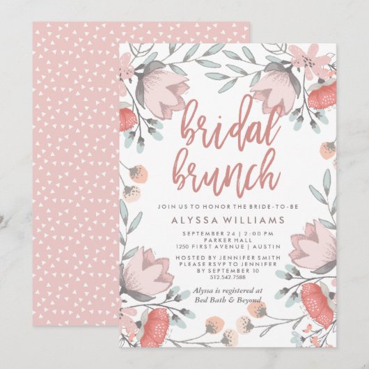 Boho Botanische Blume Bridal Brunch Einladung (Vorne/Hinten)