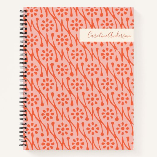 Boho Botanische Blume in rosa Personalisiert Notizblock (Vorderseite)