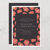 Boho Botanische Blume Schwarz Rote Probe Abendesse Einladung (Vorne/Hinten)