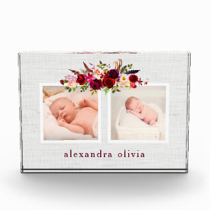 Boho Botanische Blüte mit zwei Fotos auf Soft Grau