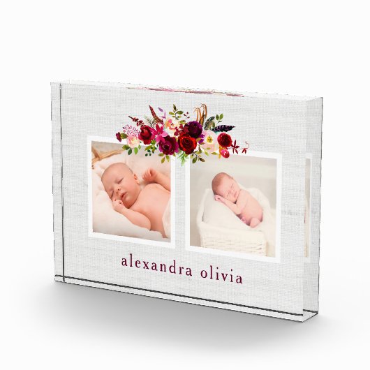 Boho Botanische Blüte mit zwei Fotos auf Soft Grau (Rechts)