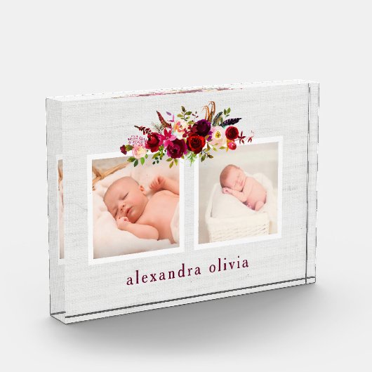 Boho Botanische Blüte mit zwei Fotos auf Soft Grau (Links)