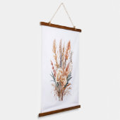 Boho Botanische Floral Pampas Gras Neutrale Farben Wandteppich Mit Holzrahmen (Gewinkelt)