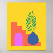 Boho botanische Gebilde in leuchtend gelb Poster (Vorne)
