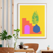 Boho botanische Gebilde in leuchtend gelb Poster