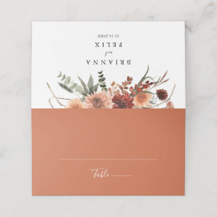 Boho Botanische Herbstblütenhochzeit Platzkarte