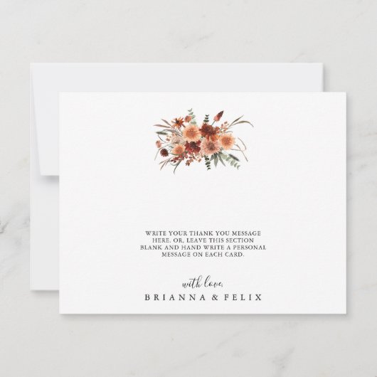 Boho Botanische Herbstfloralfeier Dankeskarte (Rückseite)