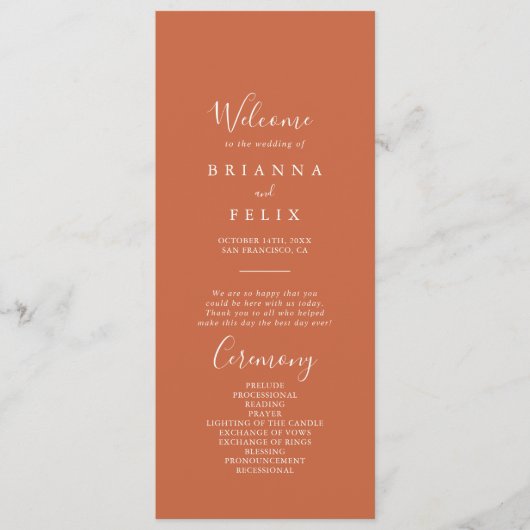 Boho Botanische Herbsthochzeit Programm (Vorderseite)