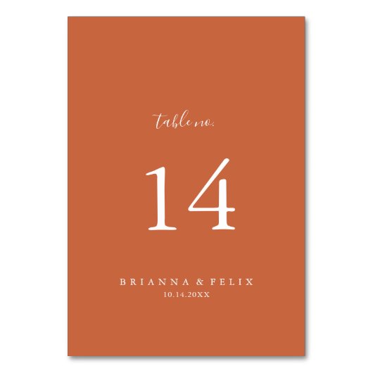 Boho Botanische Herbsthochzeit Tischnummer (Rückseite)