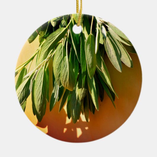 Boho Botanische KräuterBlätter Keramik Ornament (Vorne)