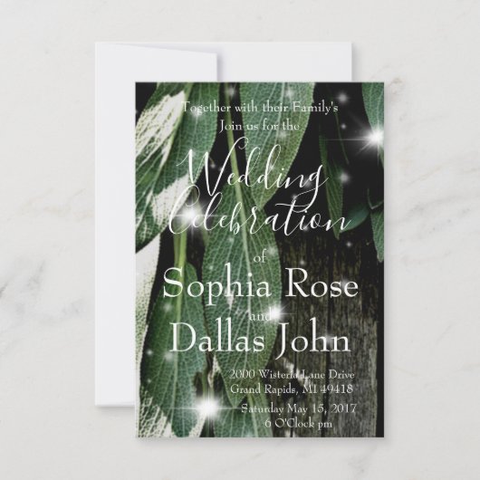 Boho botanische Kräuterpflanze verlasse rustikales Einladung (Vorderseite)