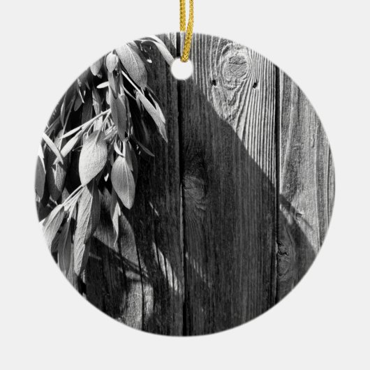 Boho Botanische Kräuterpflanzen Blätter Barnwood T Keramik Ornament (Vorne)