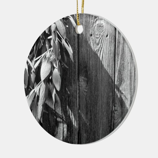 Boho Botanische Kräuterpflanzen Blätter Barnwood T Keramik Ornament (Links)
