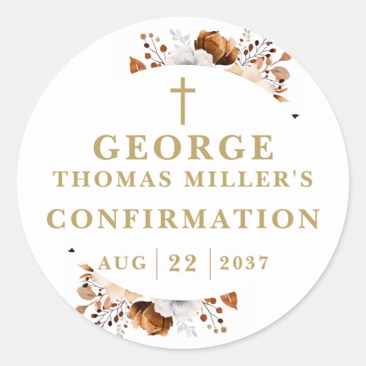 Boho Botanische Moderne Bestätigung des Rustikalen Runder Aufkleber (Vorderseite)