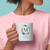 Boho Botanische Monogramm - Grün - Weiß Kaffeetasse